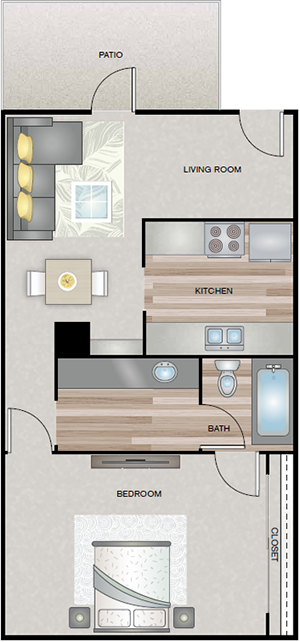 One Bedroom / One Bath - 778 Sq. Ft.*